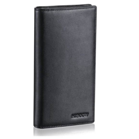 Bifold Long Wallet with 15 Credit Card Slots - Italian Calfskin (Black)